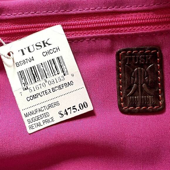 Tusk Computer Brief Messenger Bag Leather Padded Adjustable Strap FLAW READ - Picture 12 of 16